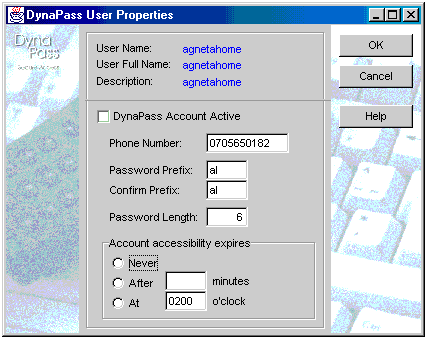 DynaPass user properties